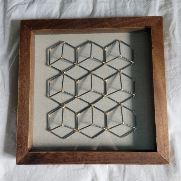 Target Threshold Framed Wall Art Faceted Wire Cubes Collage 12” 3d - Picture 1 of 4